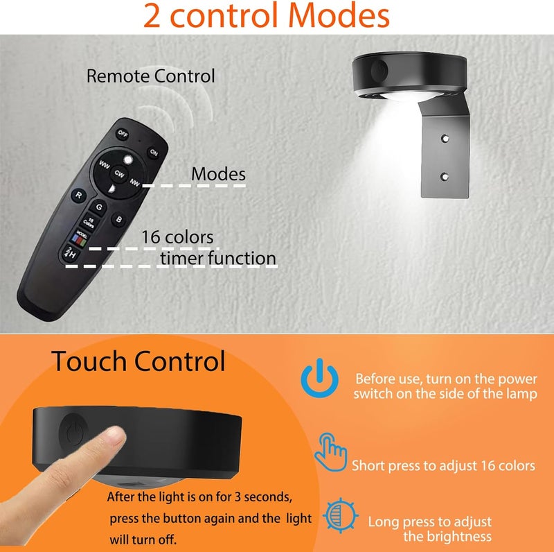 VIGMOJ 3Pcs Picture Lights for Wall, 16 Lighting Modes Magnetic Art Display Light for Paintings with Remote Control Dimmable & Timer, Wireless Wall Decor Puck Light, Black - Image 5